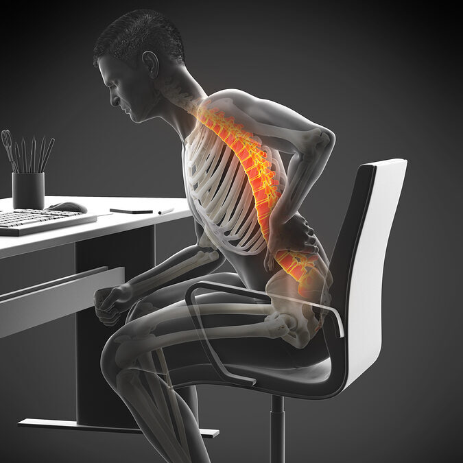 3d rendered medically accurate illustration of a man having a backache due to sitting